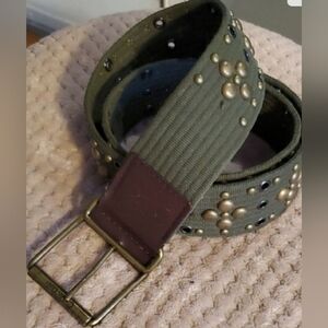 Calvin Klein Dark Green Leather And Cotton  Belt